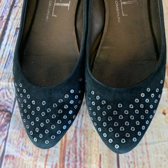 AGL Attilio Giusti Leombruni Black Studded Suede Riveted Flats Sz 7.5 (37.5) - Picture 3 of 9